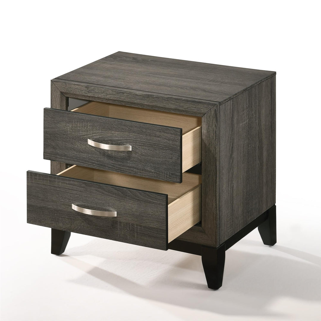 Nightstand with 2 Drawers for living room - Weathered Ash