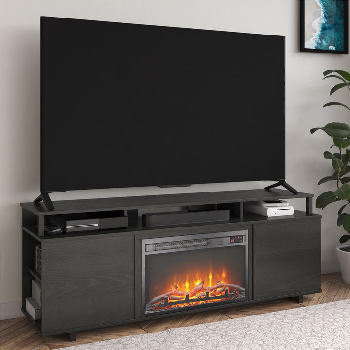 Mason Fireplace TV Stand for TVs up to 65" - Black Oak