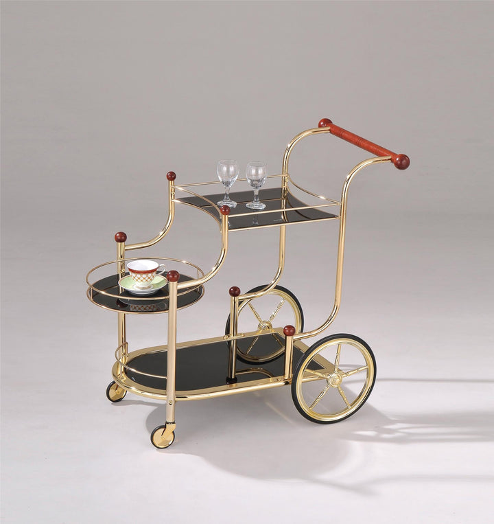 3 Glass Shelves Open Storage Serving Cart - Cherry