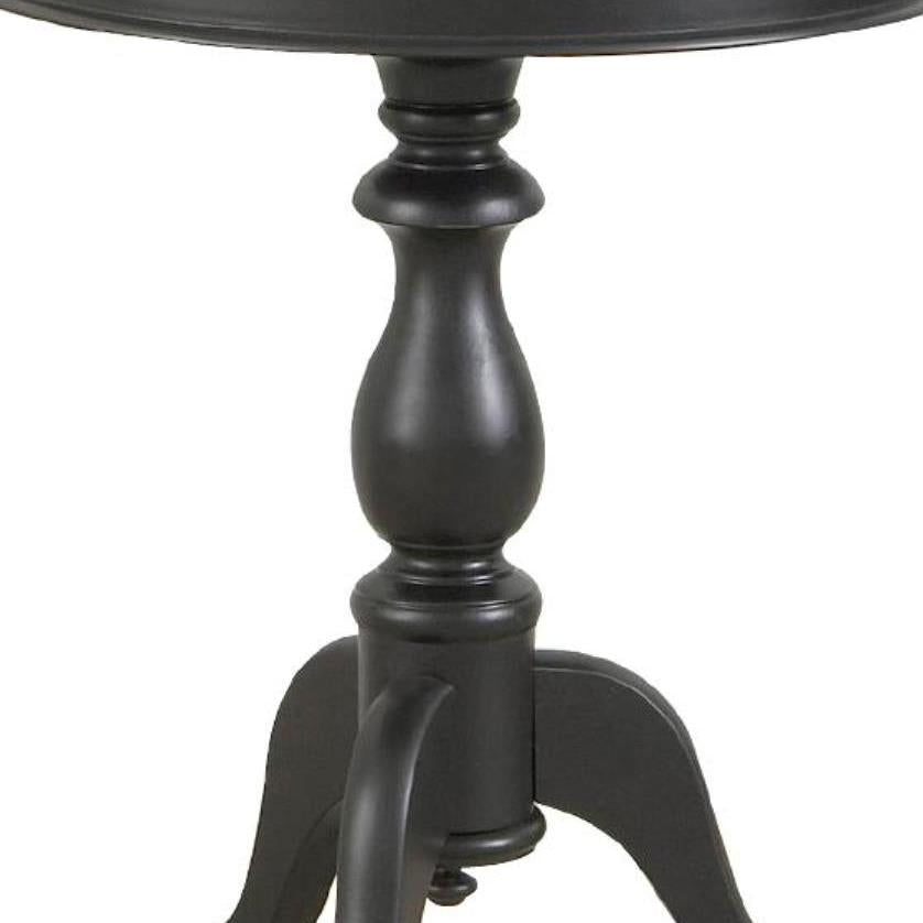 Small Side Table with Lathe-Turned Pedestal - Black
