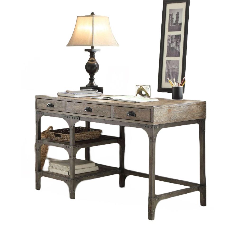Gorden Rectangular Writing Desk with 2 Open Shelves  -  N/A