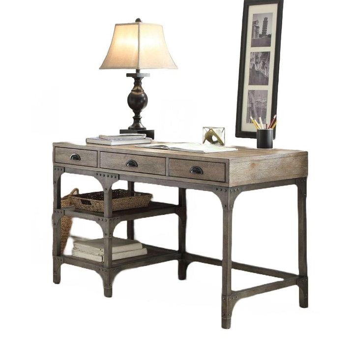 Gorden Rectangular Writing Desk with 2 Open Shelves  -  N/A