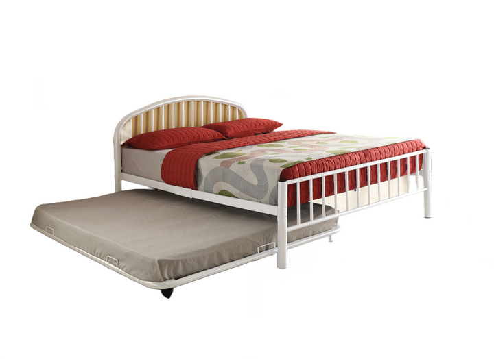 Metal Bed with Slatted Headboard and Footboard - White - Full