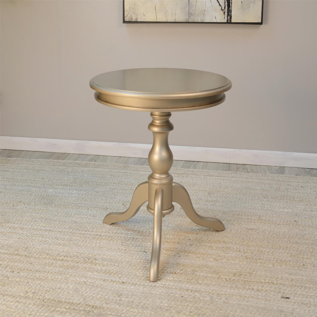 Wooden Round Accent Table - Champagne Gold