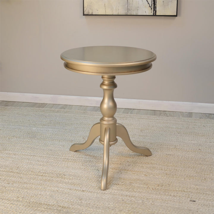 Wooden Round Accent Table - Champagne Gold