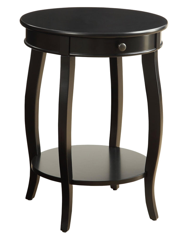 Side Table with Lower Storage Drawer - Black