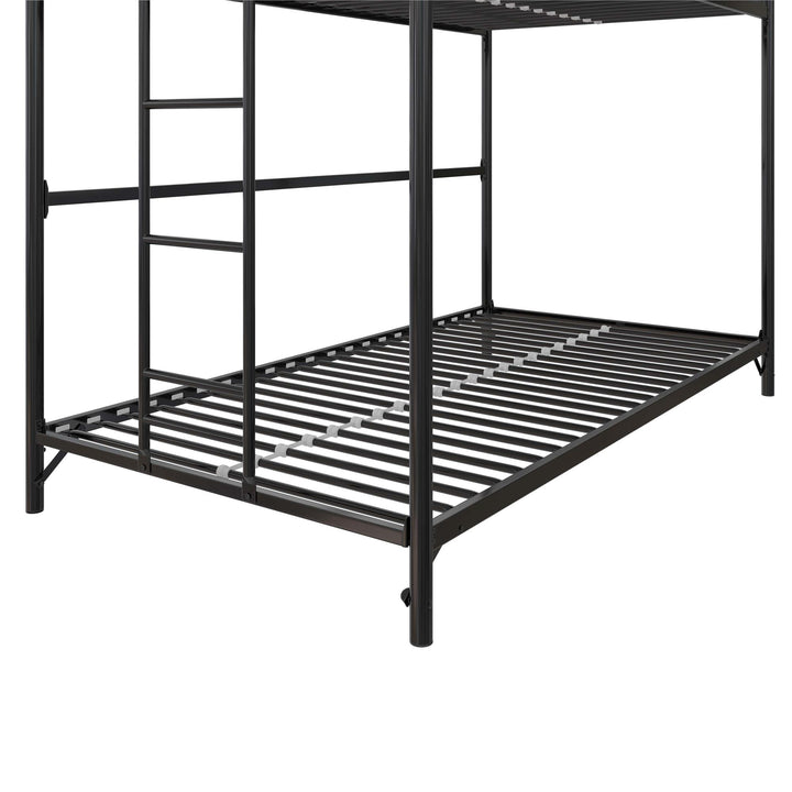 BrEZ Build Collection Easy Assembly Kids Metal Bunk Bed - Black - Twin-Over-Twin