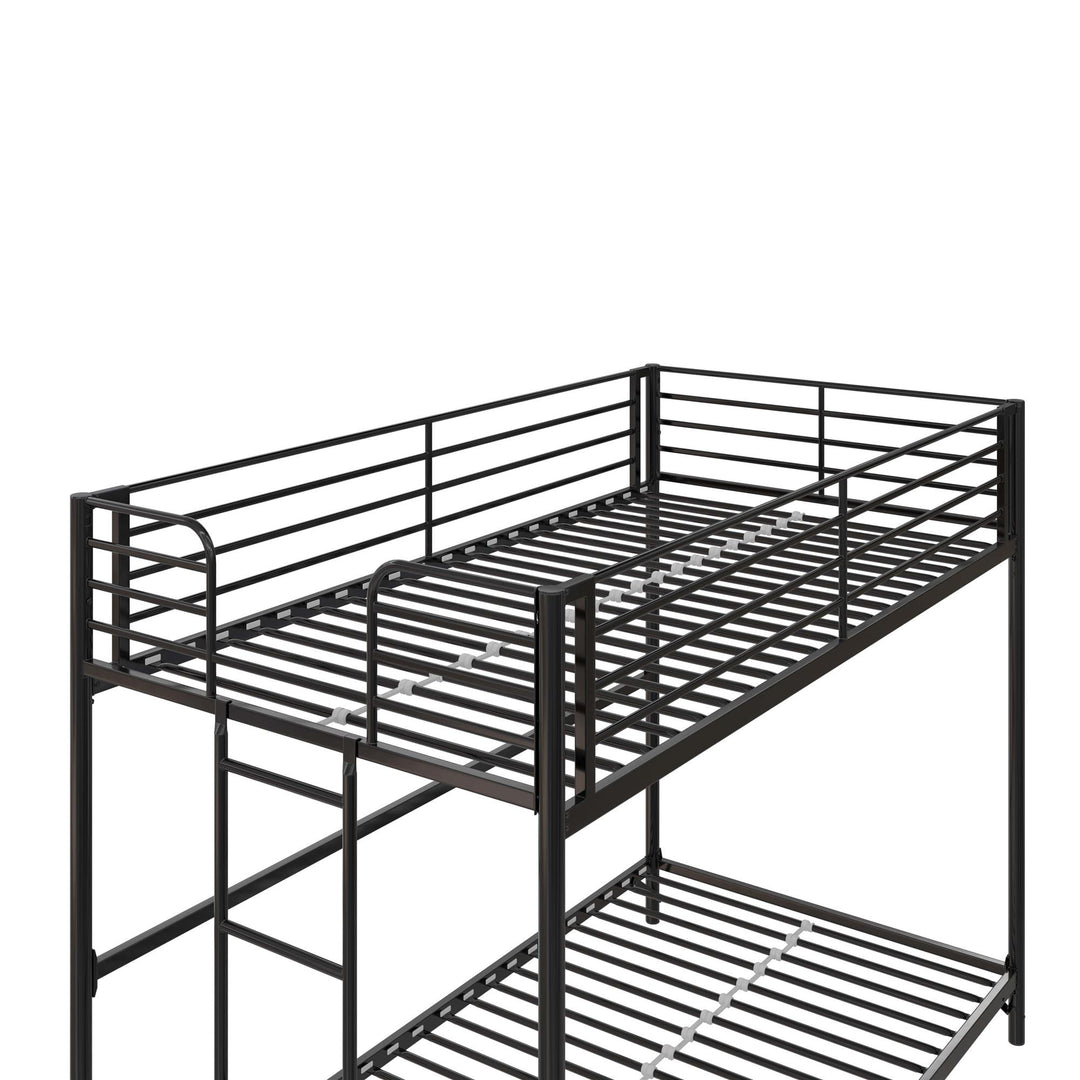 BrEZ Build Collection Easy Assembly Kids Metal Bunk Bed - Black - Twin-Over-Twin