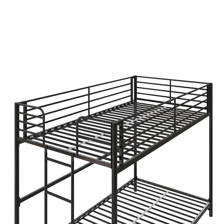 BrEZ Build Collection Easy Assembly Kids Metal Bunk Bed - Black - Twin-Over-Twin