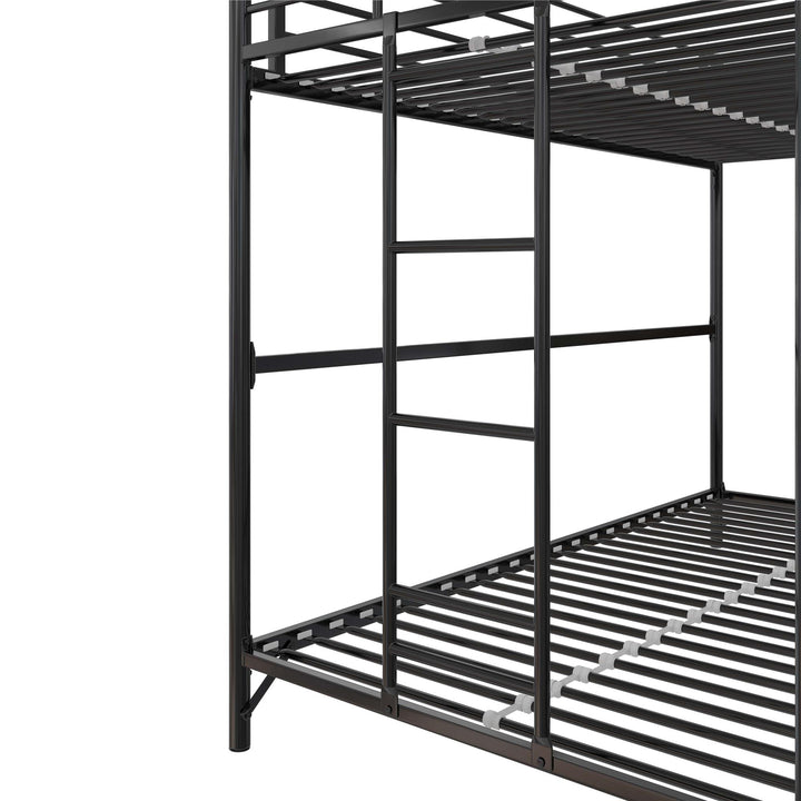 BrEZ Build Collection Easy Assembly Kids Metal Bunk Bed - Black - Twin-Over-Twin