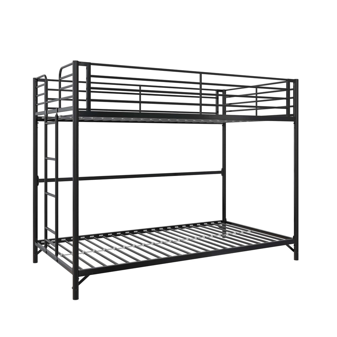 BrEZ Build Collection Easy Assembly Kids Metal Bunk Bed - Black - Twin-Over-Twin