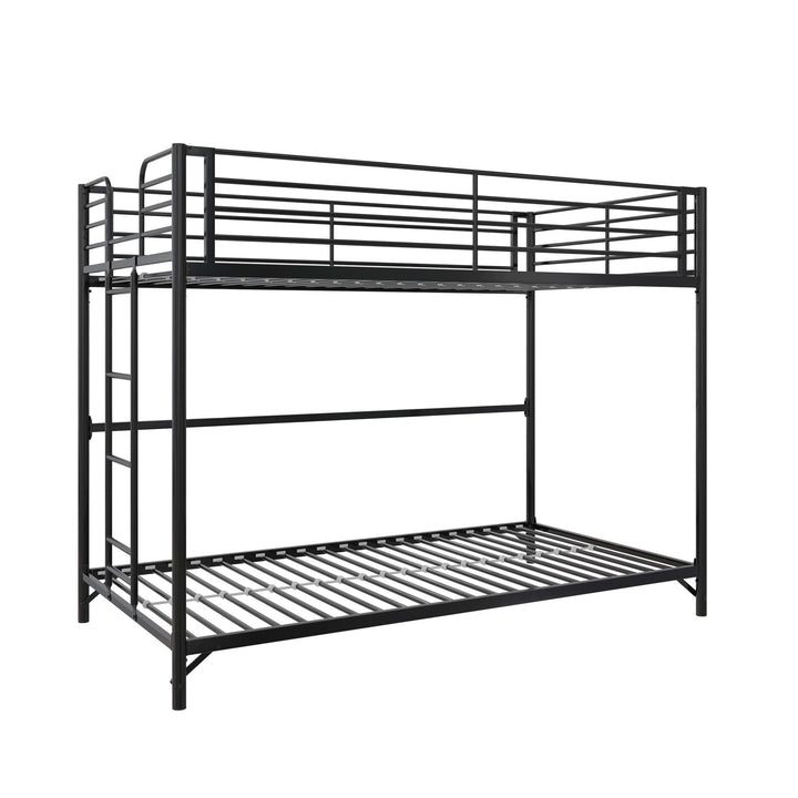 BrEZ Build Collection Easy Assembly Kids Metal Bunk Bed - Black - Twin-Over-Twin