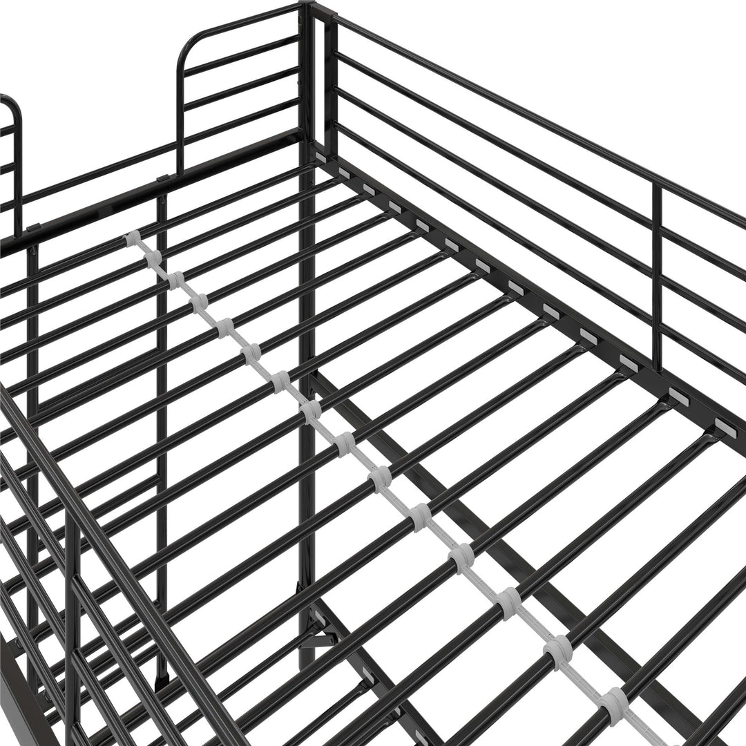 BrEZ Build Collection Easy Assembly Kids Metal Bunk Bed - Black - Twin-Over-Twin