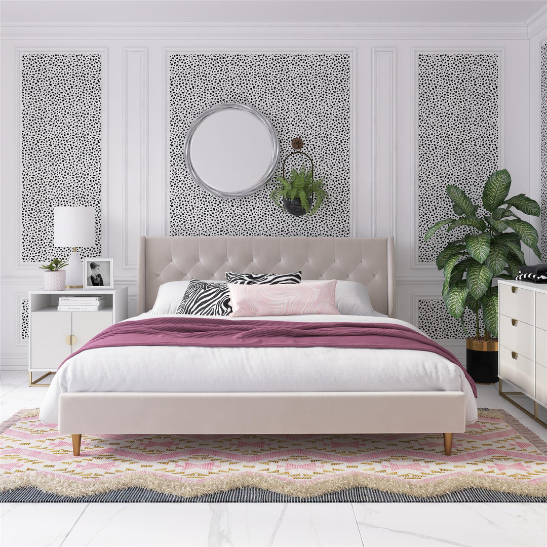 Her Majesty Upholstered Bed - Ivory - King