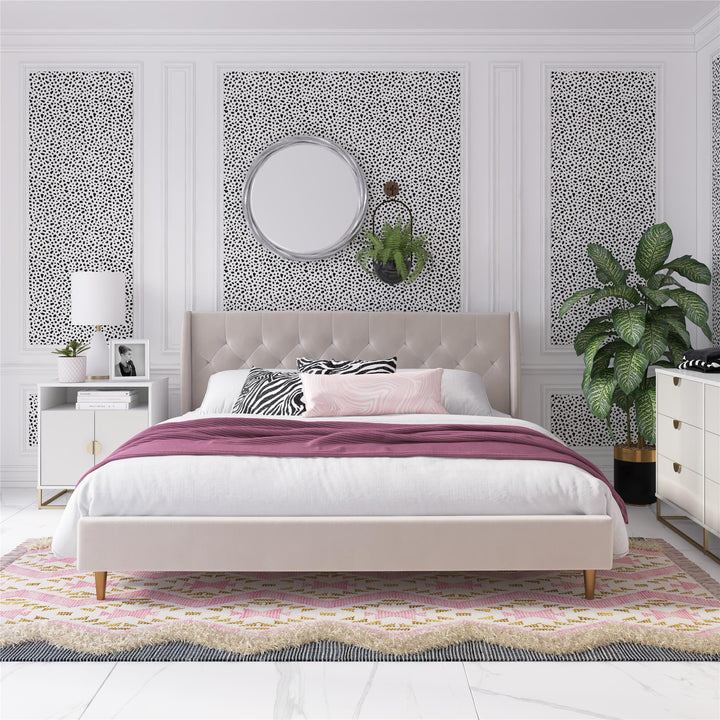 Her Majesty Upholstered Bed - Ivory - King