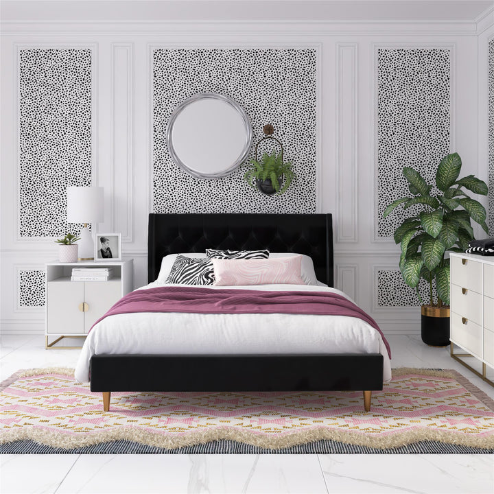 Her Majesty Upholstered Bed - Black - Queen