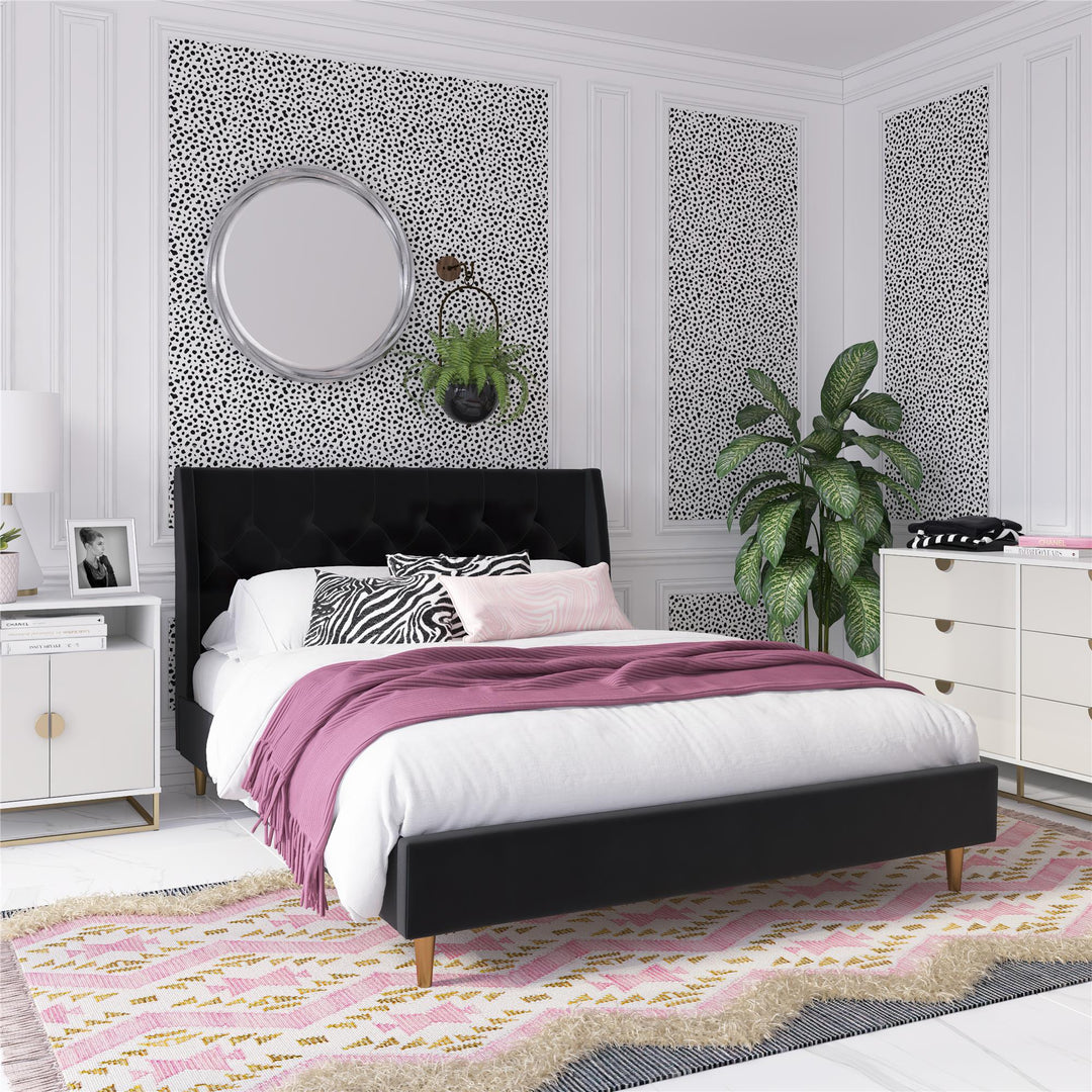Her Majesty Upholstered Bed - Black - Queen