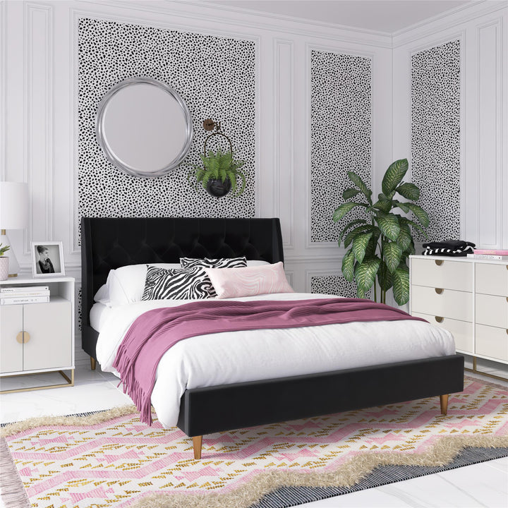 Her Majesty Upholstered Bed - Black - Queen