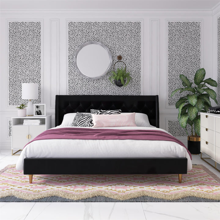 Her Majesty Upholstered Bed - Black - King