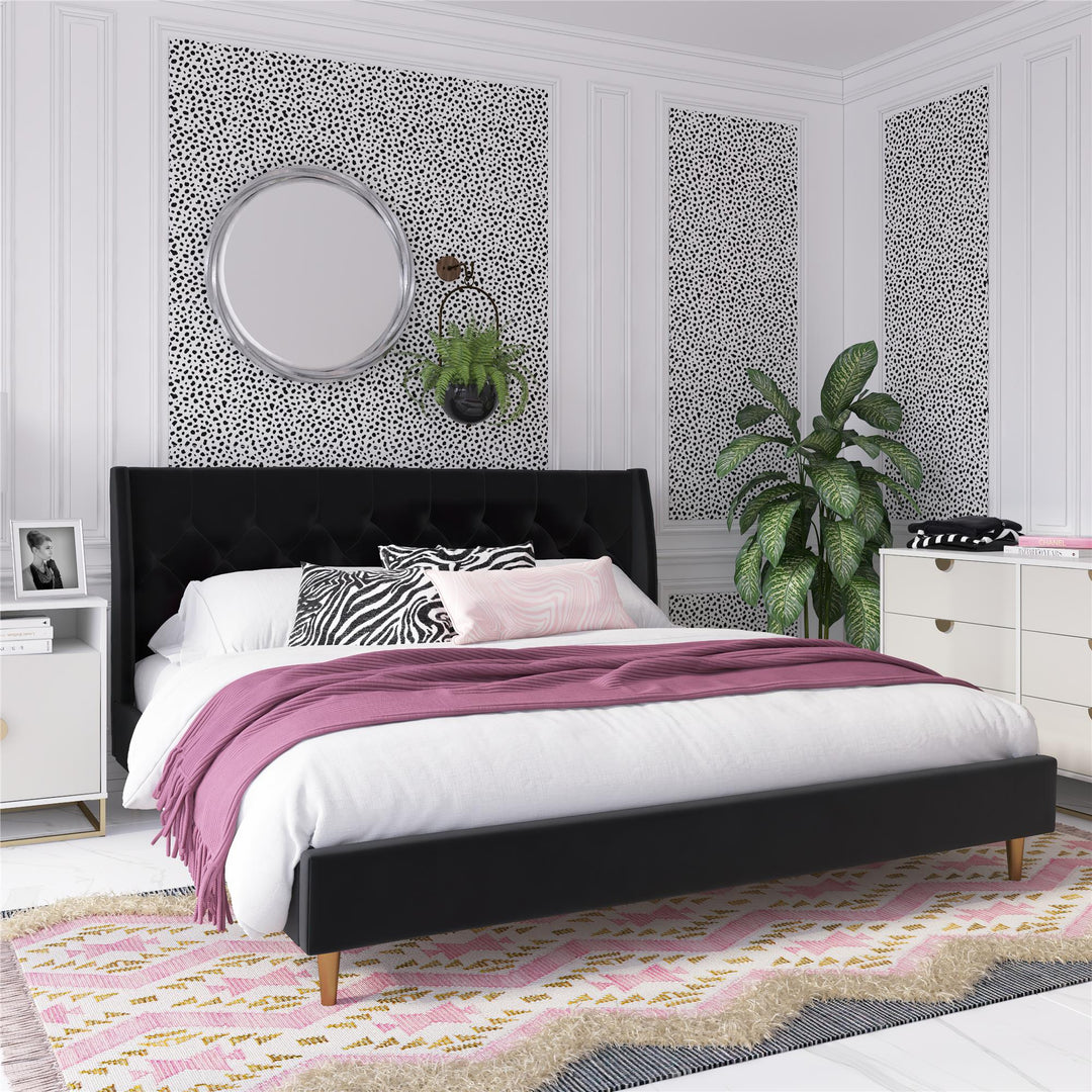 Her Majesty Upholstered Bed - Black - King