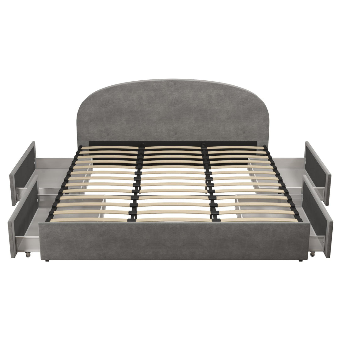 Buy best Moon upholstered bed with drawers -  Light Gray  -  King