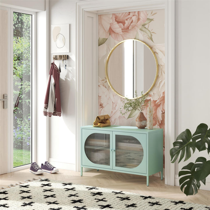 Luna Wide 2 Door Accent Cabinet with Glass - Sky Blue