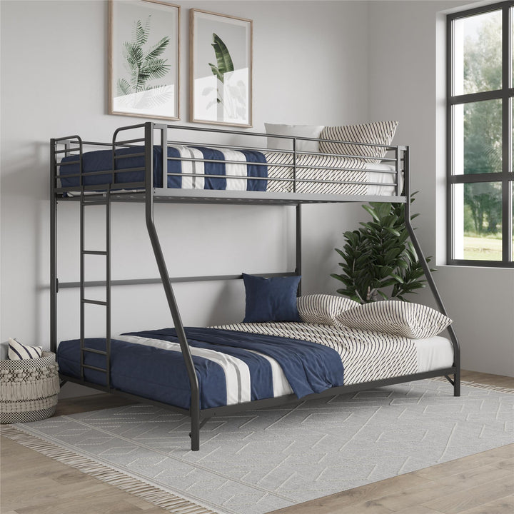 BrEZ Build Collection Easy Assembly Kids Metal Bunk Bed - Black - Twin-Over-Full