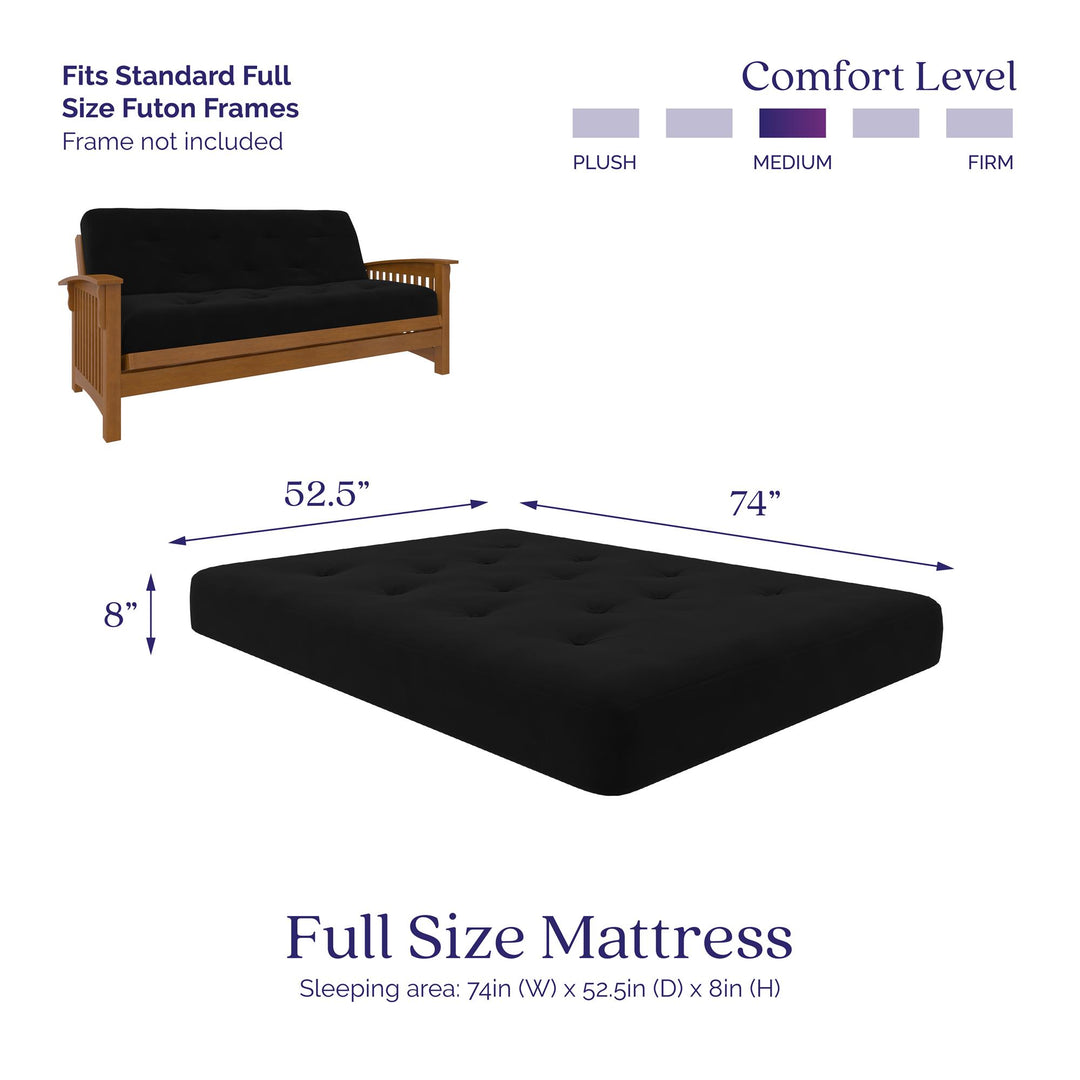 Braga 8-Inch Spring Coil Futon Mattress - Black - Full