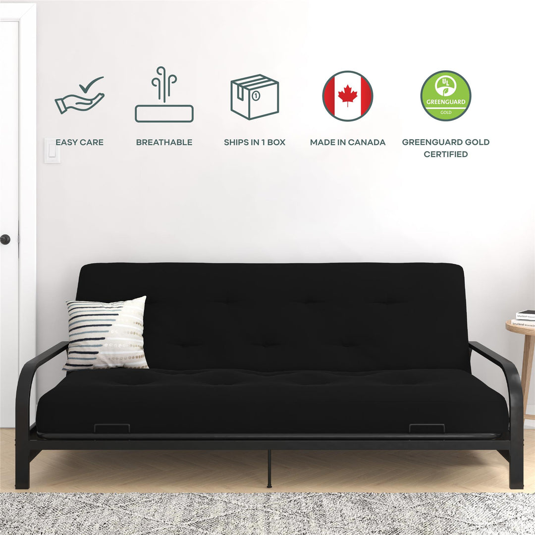 Braga 8-Inch Spring Coil Futon Mattress - Black - Full