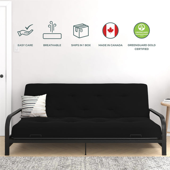 Braga 8-Inch Spring Coil Futon Mattress - Black - Full