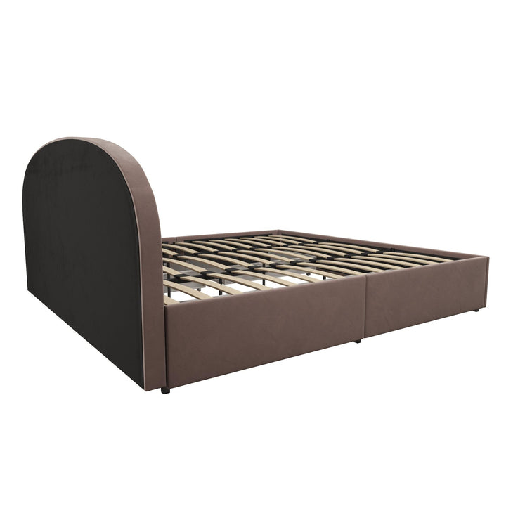 Moon upholstered bed with rounded headboard -  Blush 