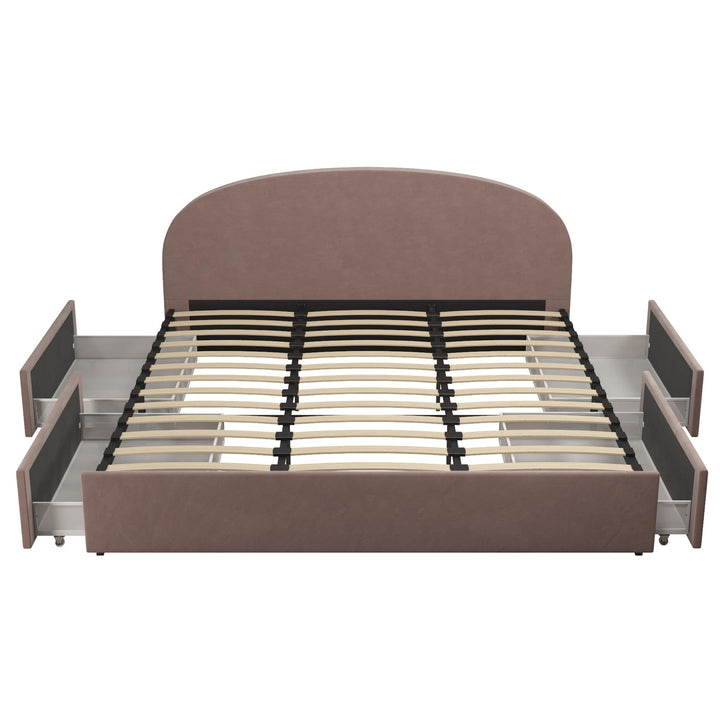 Best stylish upholstered bed with storage -  Blush 