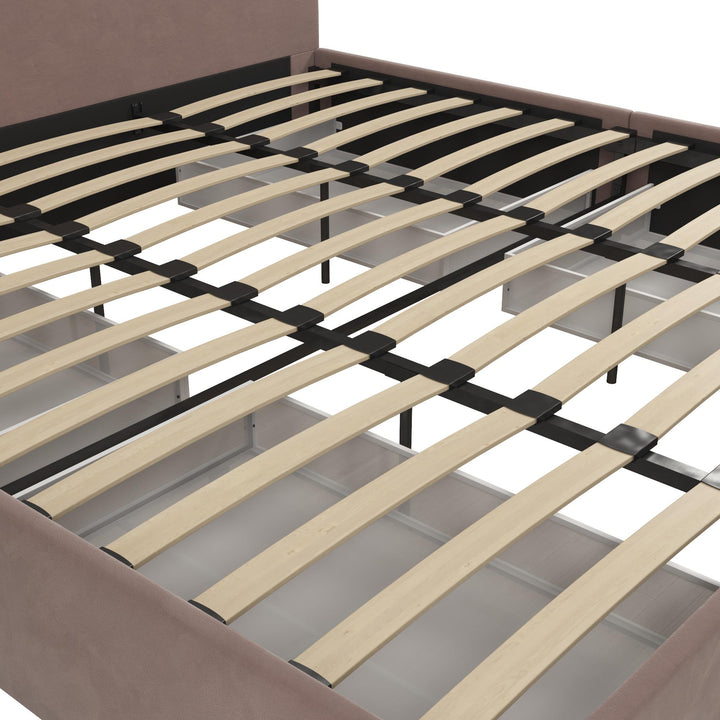 Comfortable upholstered bed with drawers -  Blush 