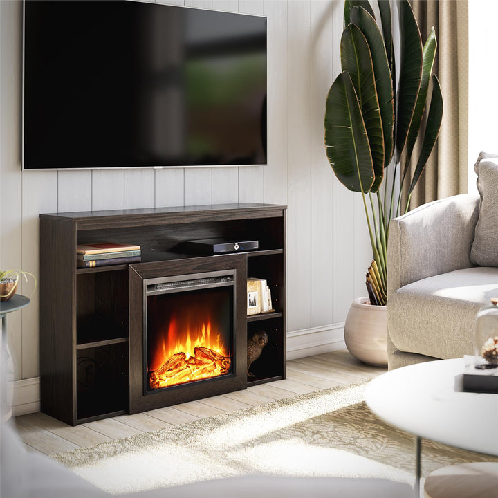 Electric fireplace with sturdy mantel -  Espresso
