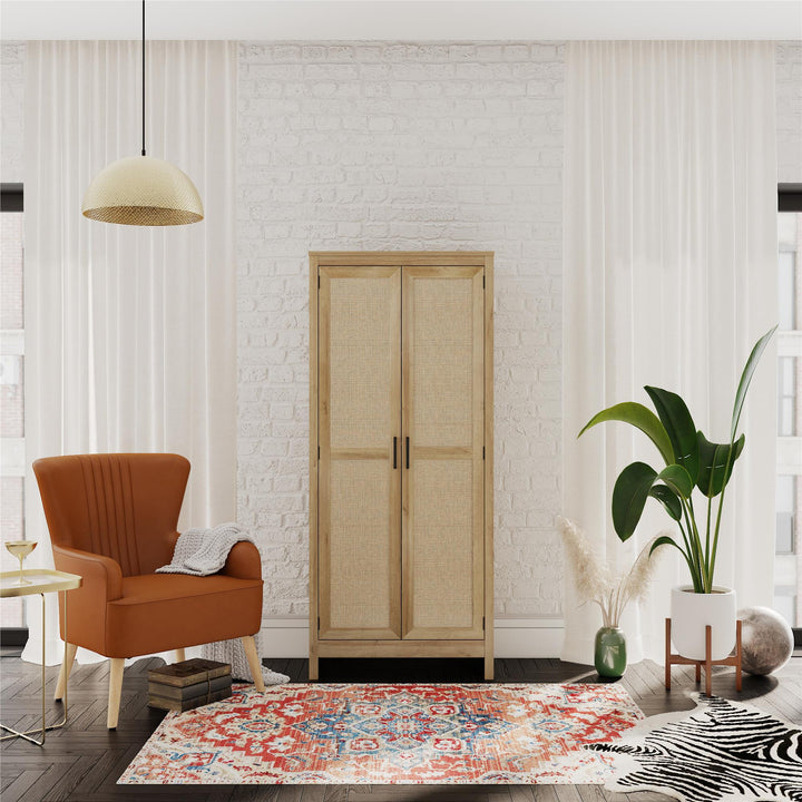 Amberly Tall 2 Door Cabinet with 4 Shelves - Natural