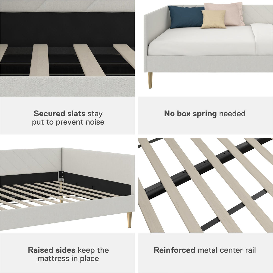Alicent Upholstered Daybed with Gold Metal Legs - Light Gray - Full