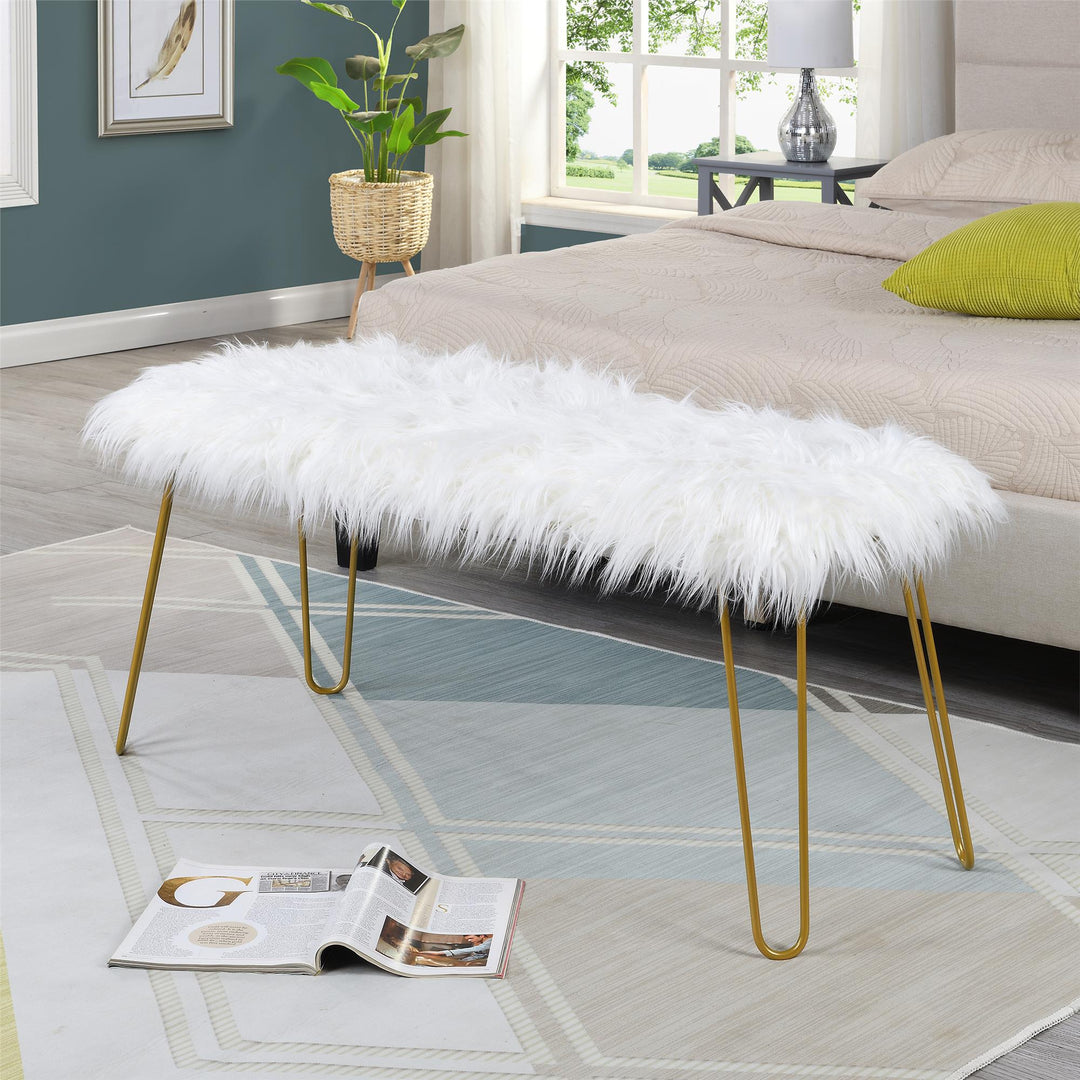 Bench with Hairpin Legs - White