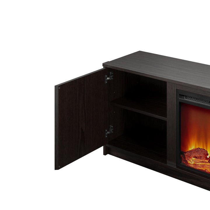 Durable TV stand with integrated heater -  Espresso