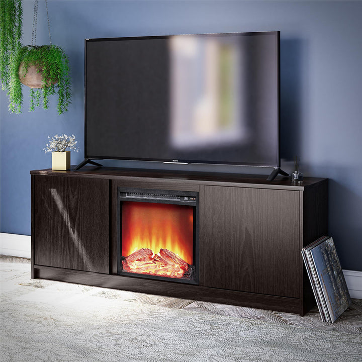 Bartow TV stand with built-in fireplace -  Espresso