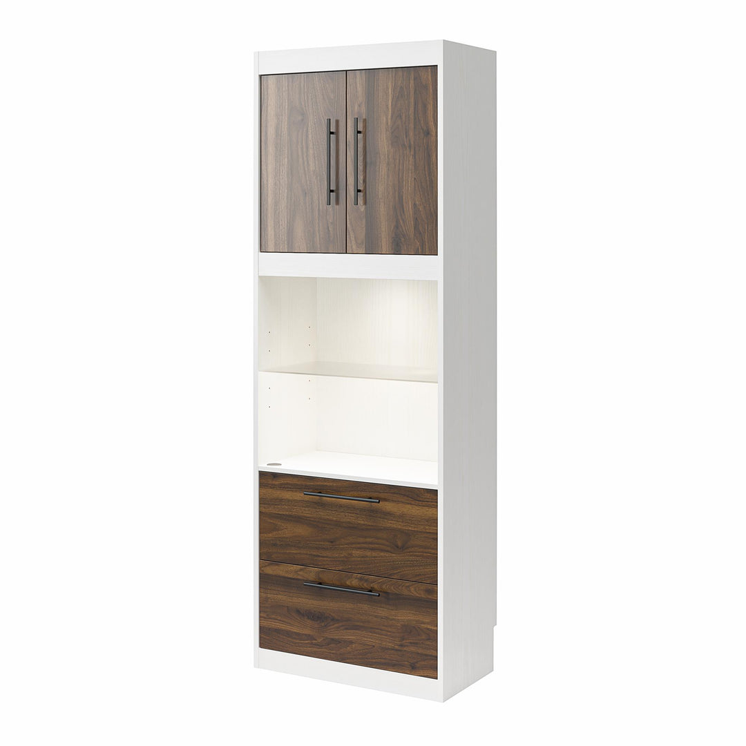 Pinnacle Storage Cabinet with Drawers and Touch Sensor LED Lighting - Columbia Walnut
