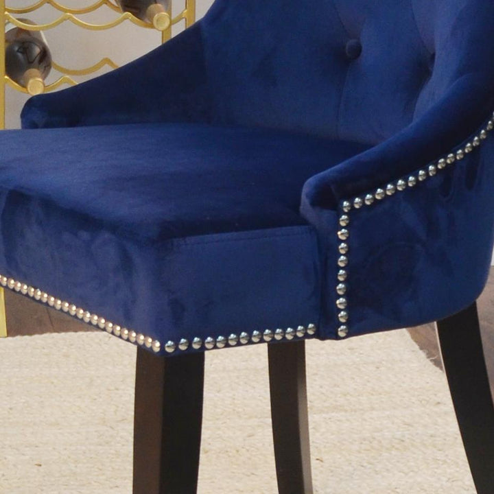 Upholstered Dining Chair with Tufted Back - Navy
