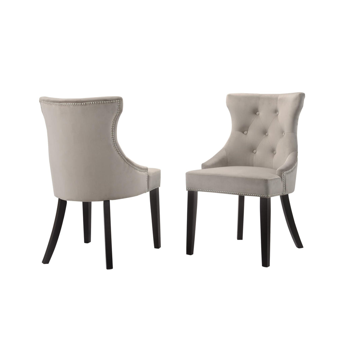 Contemporary Tufted Side Chair - Grey Velvet