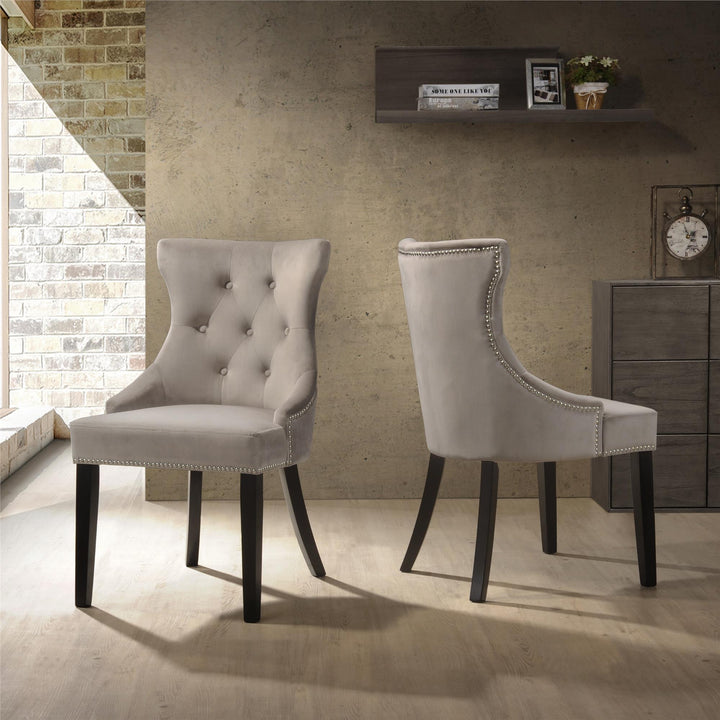 Velvet Tufted Lounge Chair - Grey Velvet