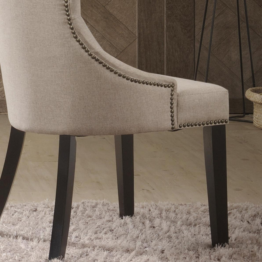 Upholstered Wing Chair with Tufted Back - Cream