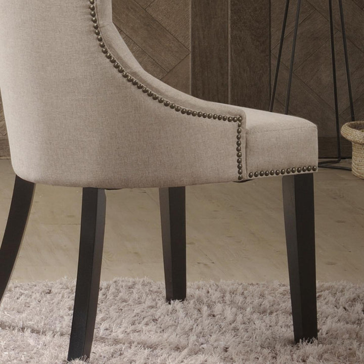 Upholstered Wing Chair with Tufted Back - Cream