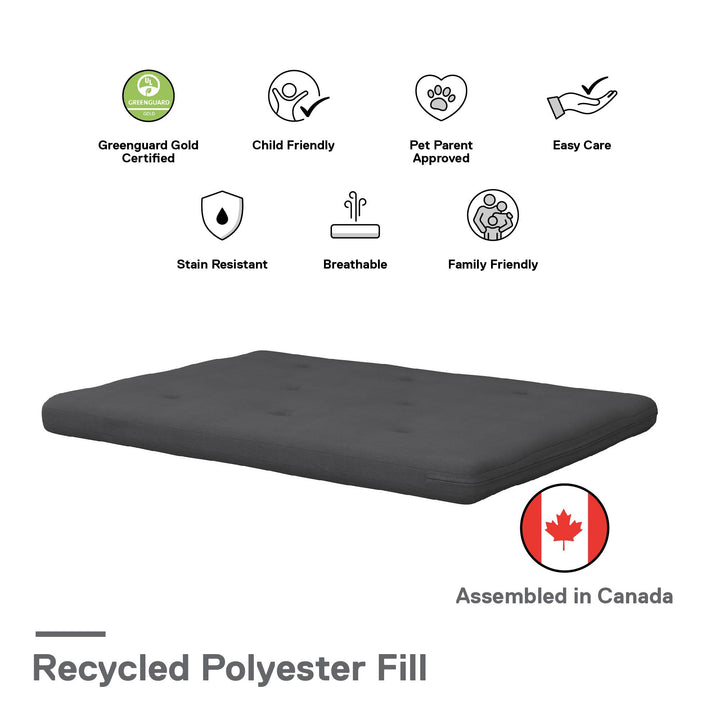 Caddie 6 Inch Thermobonded High Density Polyester Fill Futon Mattress - Gray - Full