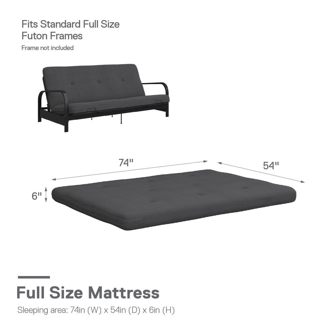 Caddie 6 Inch Thermobonded High Density Polyester Fill Futon Mattress - Gray - Full