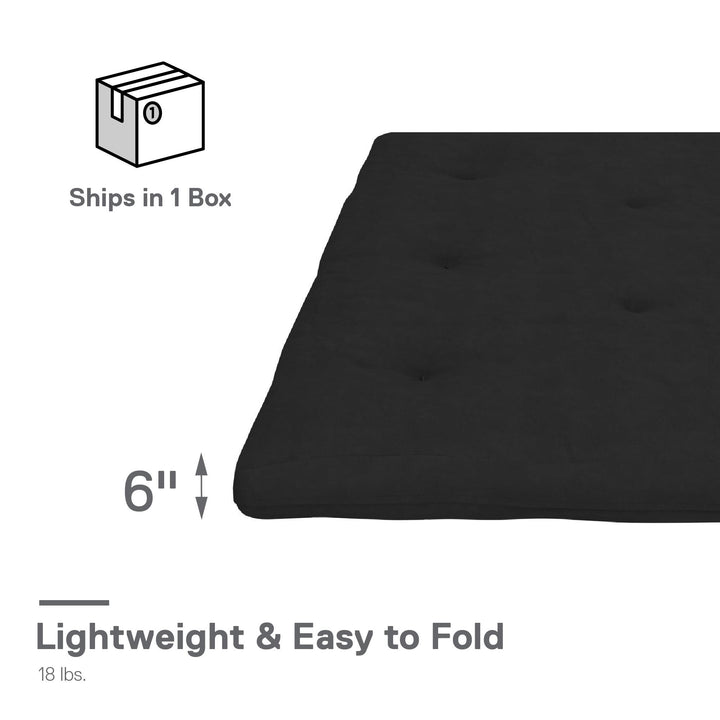 Kali 6 Inch Thermobonded High Density Polyester Fill Futon Mattress - Black - Full