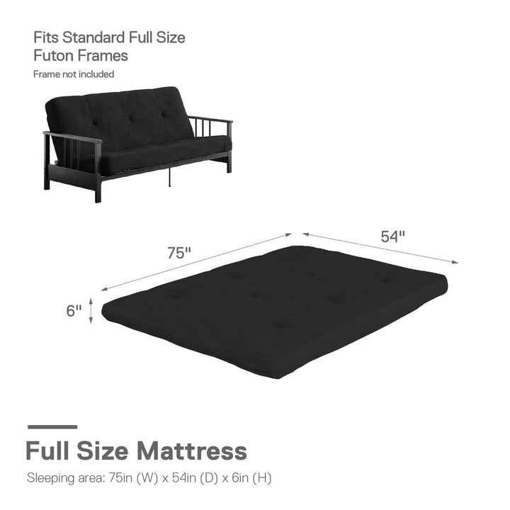 Kali 6 Inch Thermobonded High Density Polyester Fill Futon Mattress - Black - Full