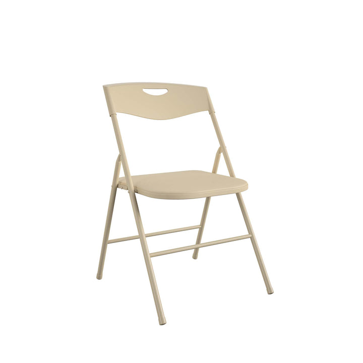 5 Piece Folding Dining Table and Chairs Set with Steel Frame and Vinyl Top - Antique Linen - 5 Piece